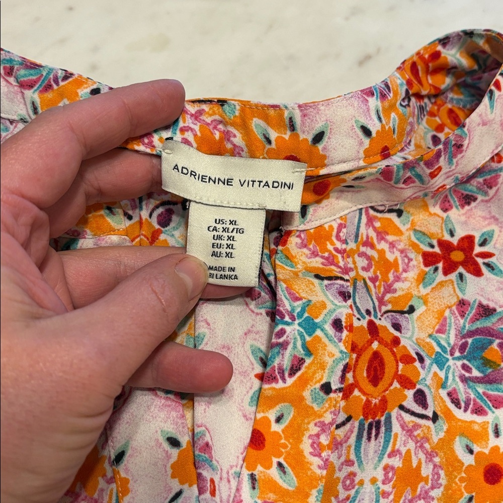 Adrienne Vittadini Multicolor Floral Blouse size XL - Picture 3 of 7